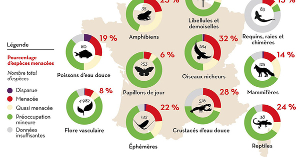 Liste rouge de l'UICN: plus de 2 000 espces sont menaces en France