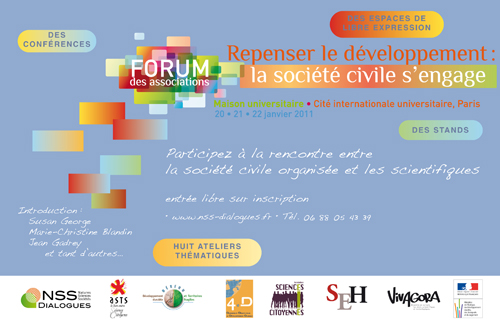 Forum des associations : Repenser le dveloppement : la socit civile sengage