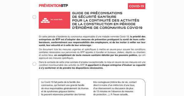 Coronavirus: le guide de reprises des chantiers du BTP est publi 