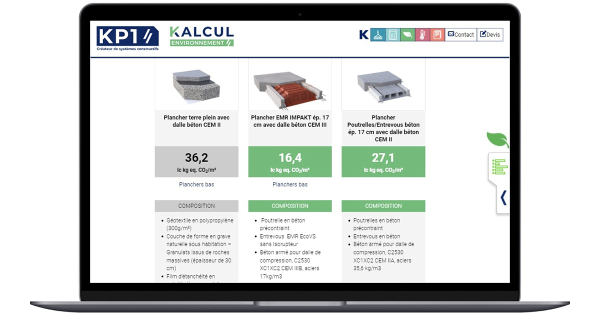 KP1 lance un outil qui mesure les missions carbone des planchers et murs en bton