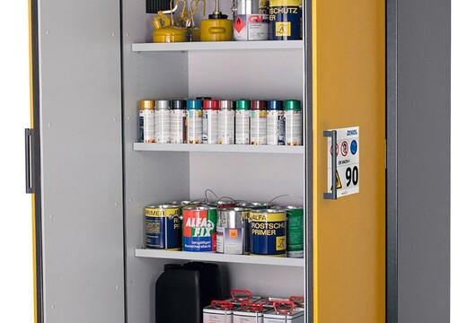 Armoire de s�curit� coupe-feu Select, 3 �tag�res, anthracite, portes jaunes par DENIOS