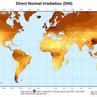 Cartographie de l'ensoleillement direct mondial