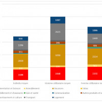 Graphique 1, Total des missions annuelles de GES sur la consommation de trois types de mnages en Sude,2016