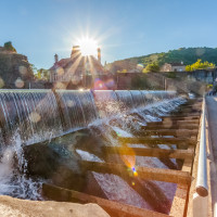 Barrage d�usine hydro�lectrique, Ambialet, Tarn, France