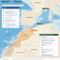 Cartographie sch�matique du projet de liaison �lectrique Maroc-France, pr�par�e avec le concours de l'IA.
