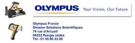 Olympus France
Division Solutions Scientifiques
74 rue d'Arcueil 
94533 Rungis cedex
Tel : 01 45 60 23 09

