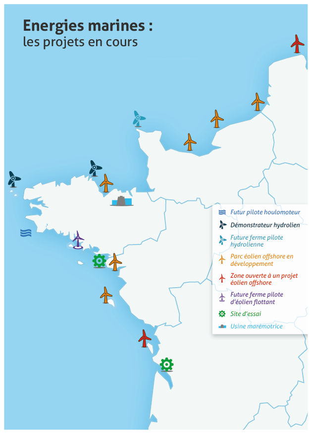 Carte des nergies marines - Nord et Ouest de la France